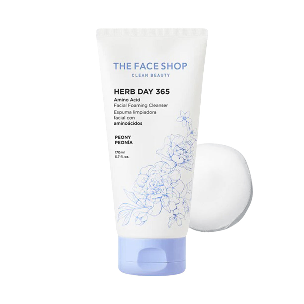 THEFACESHOP HERB DAY 365 AMINO ACID FACIAL FOAMING CLEANSER PEONY