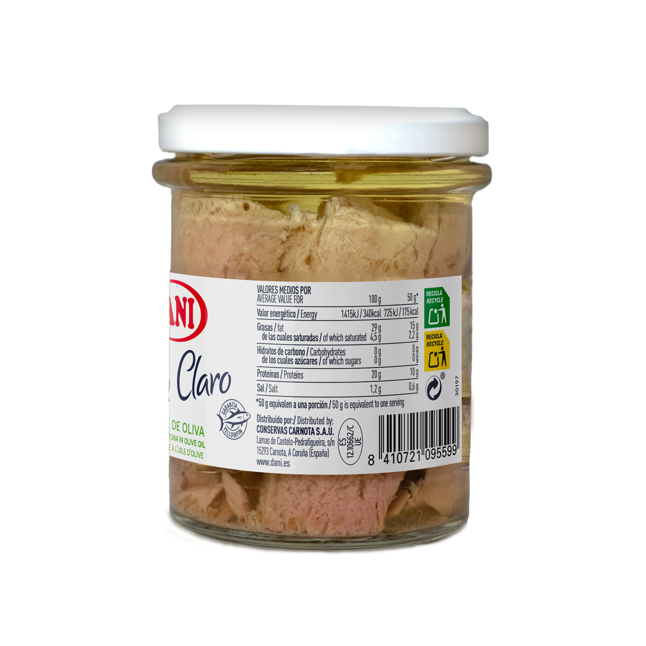 Yellowfin tuna in olive oil - glass jar