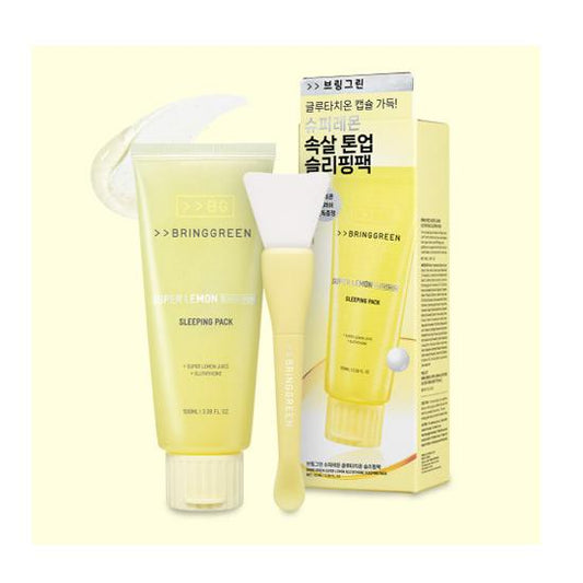 BRINGGREEN Super Lemon Glutathione Sleeping Pack 100ml Set (+Silicone Brush)