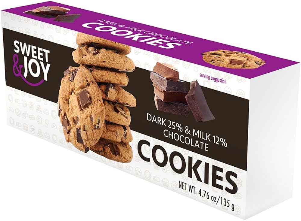 Cookies with dark chocolate 25% and milk chocolate 12%