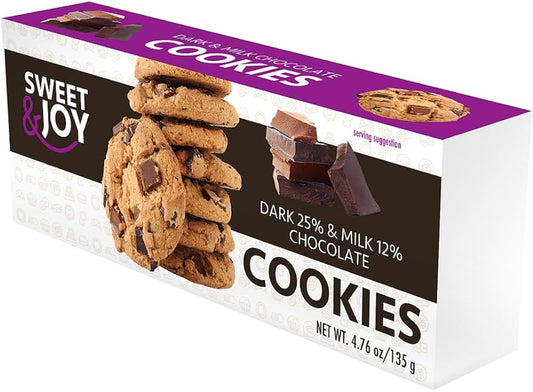 Cookies with dark chocolate 25% and milk chocolate 12%