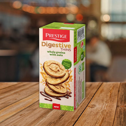 Prestige Digestive Thins 120g
 uncoated biscuits
18 boxes in a carton