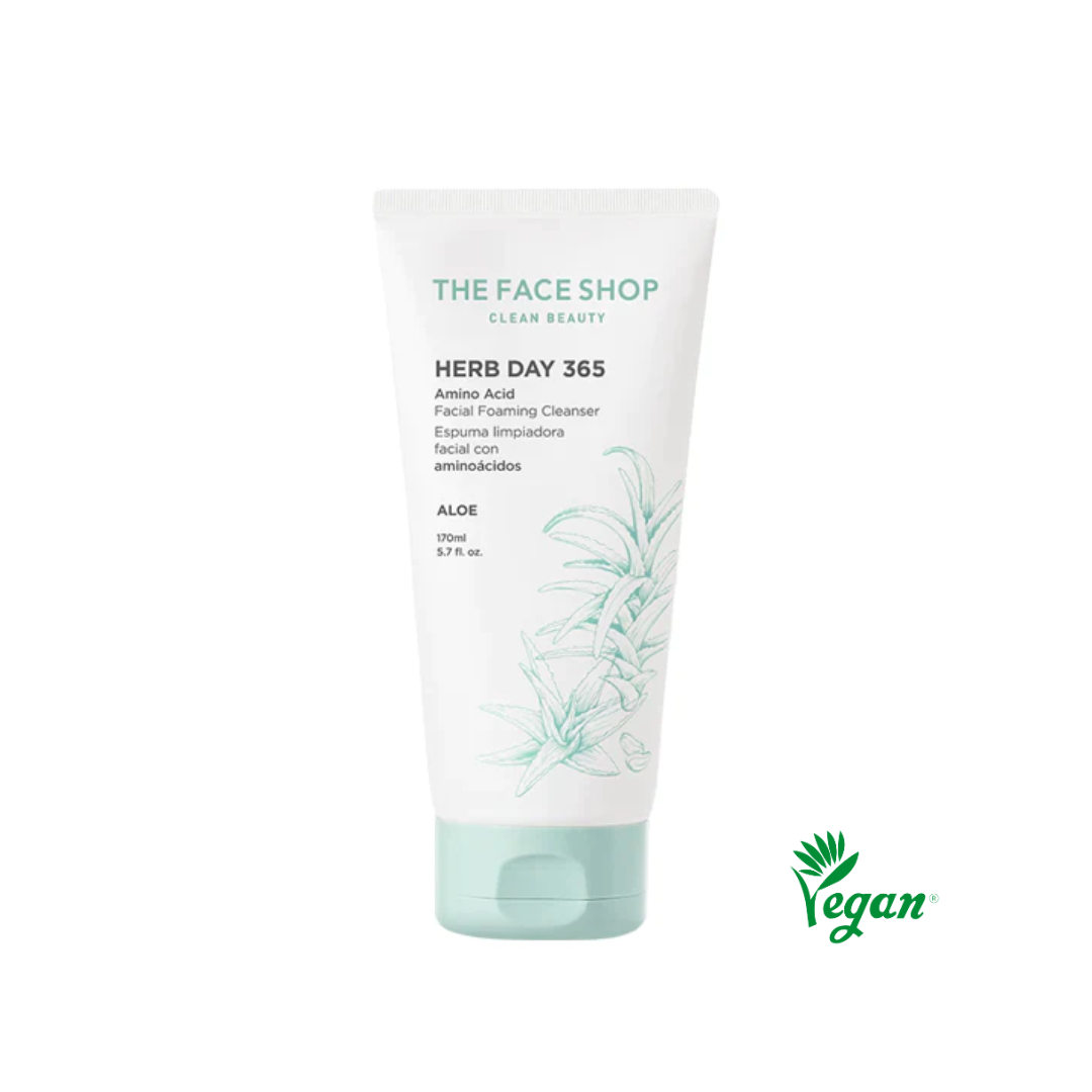 THEFACESHOP HERB DAY 365 AMINO ACID FACIAL FOAMING CLEANSER  ALOE