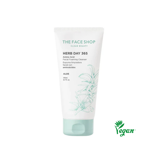 THEFACESHOP HERB DAY 365 AMINO ACID FACIAL FOAMING CLEANSER  ALOE