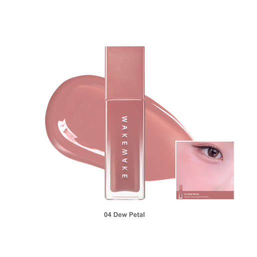 WAKEMAKE SHEER GLOW LIQUID BLUSHER 04 DEW PETAL (+FINGER PUFF) SET