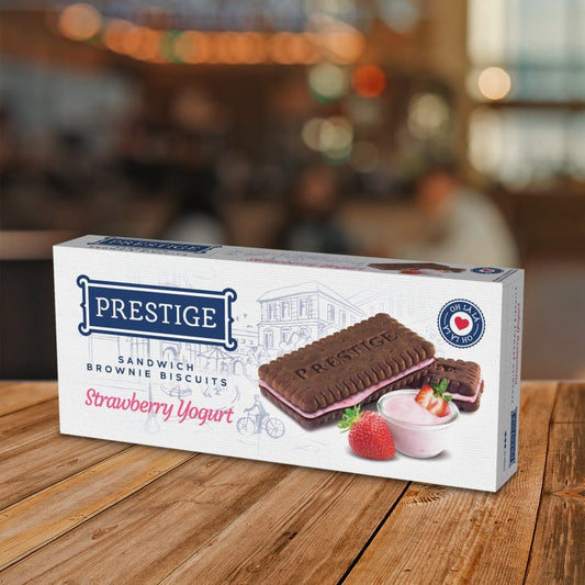 Prestige Oh Lá Lá Brownie
Strawberry Yogurt 136g 
uncoated biscuits
32 boxes in a carton