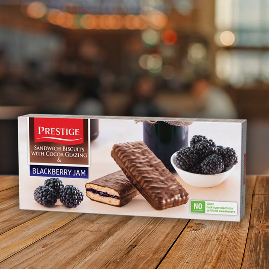 Prestige Blackberry 178g 
coated biscuits with jam
16 units in a carton