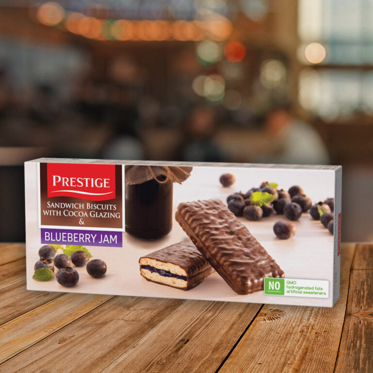 Prestige Blueberry 178g 
coated biscuits with jam
16 units in a carton