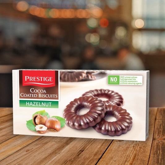 Prestige Hazelnut 160g 
coated biscuits
24 units in a carton