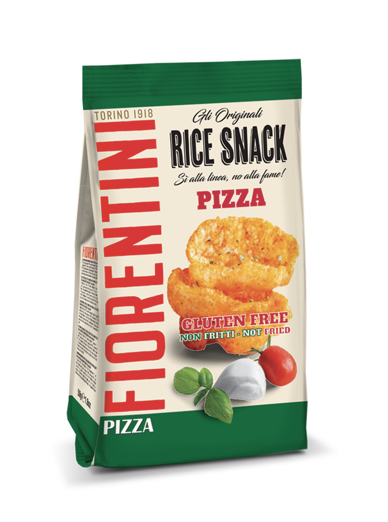 Rice snacks pizza flavour not fried - gluten free - round shape)