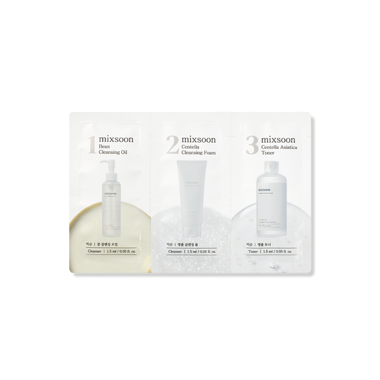 (Step 1,2,3) Bean Cleansing Oil, Centella Cleansing Foam, Centella Asiatica Toner  Sachet [1.5ml*3ea]