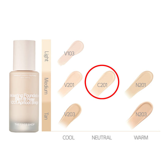 THEFACESHOP INK LASTING FOUNDATION  SLIM FIT NEW C201