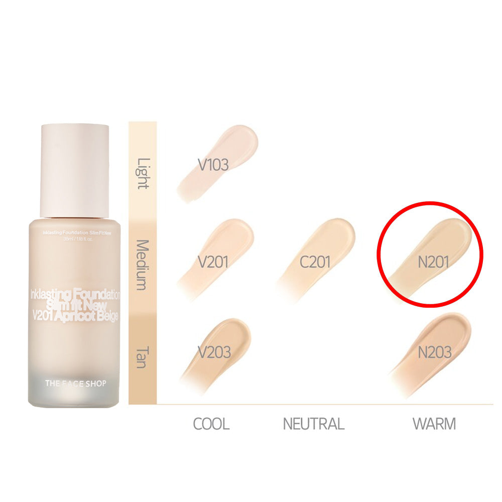 THEFACESHOP INK LASTING FOUNDATION  SLIM FIT NEW N201