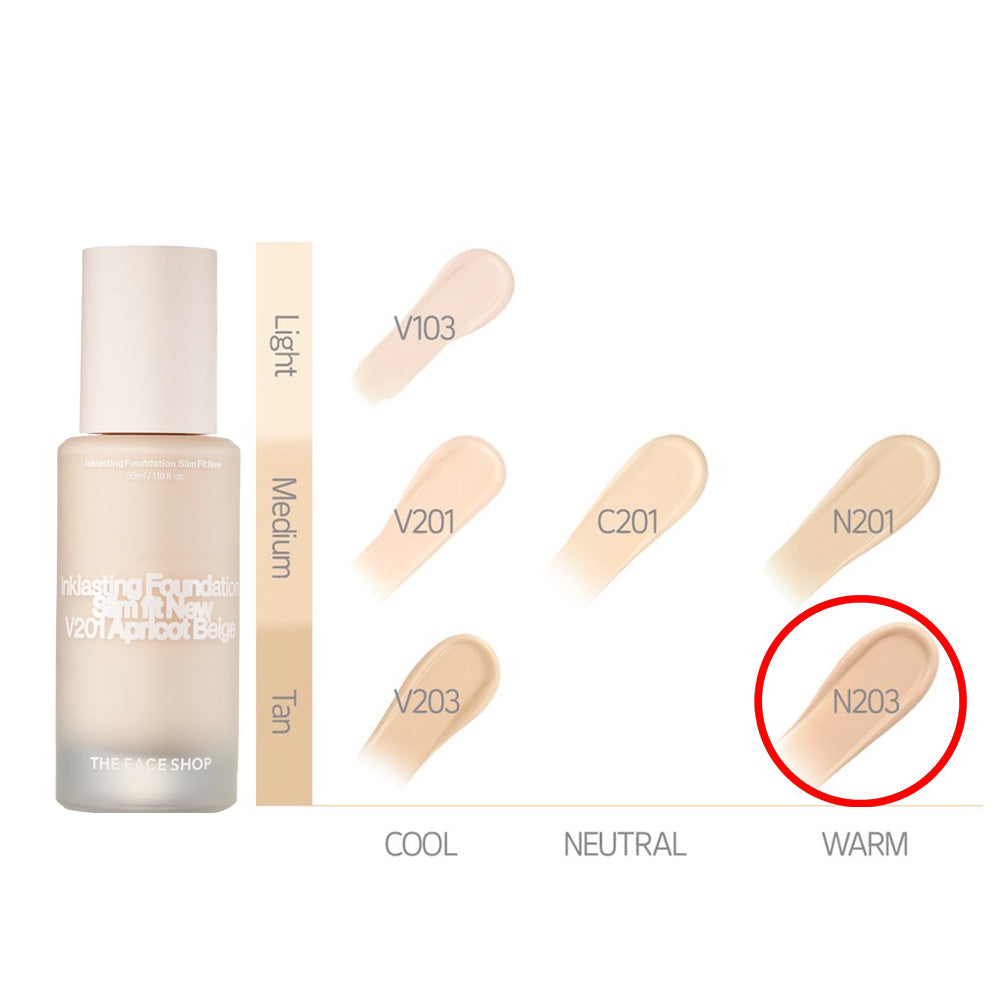 THEFACESHOP INK LASTING FOUNDATION  SLIM FIT NEW N203