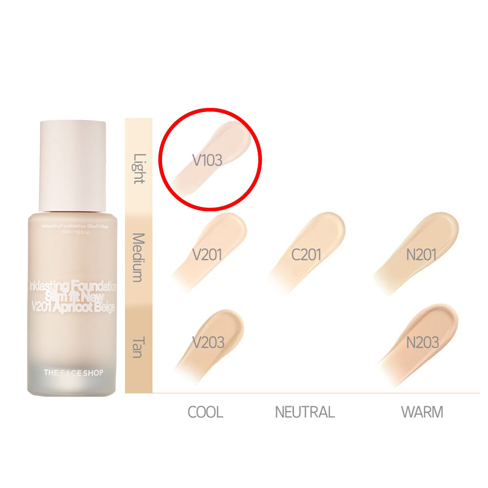 THEFACESHOP INK LASTING FOUNDATION  SLIM FIT NEW V103