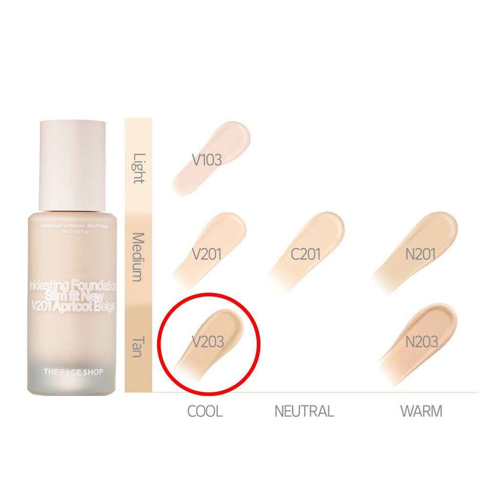 THEFACESHOP INK LASTING FOUNDATION  SLIM FIT NEW V203 15ml