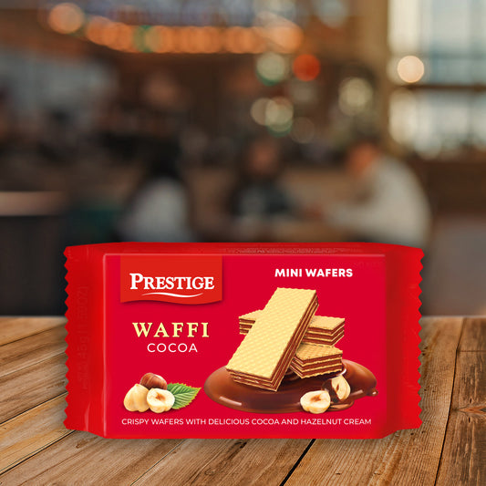 Waffi Cocoa 240g
 mini wafers
24 pcs in a box | 18 boxes in a carton